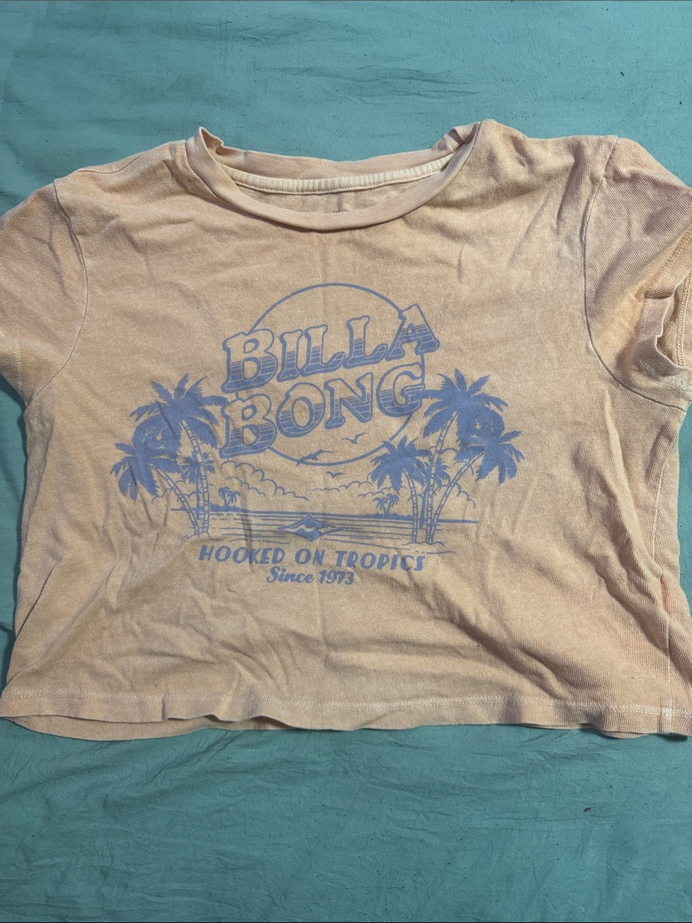 Billabong Peach Tee with Light Blue Graphic